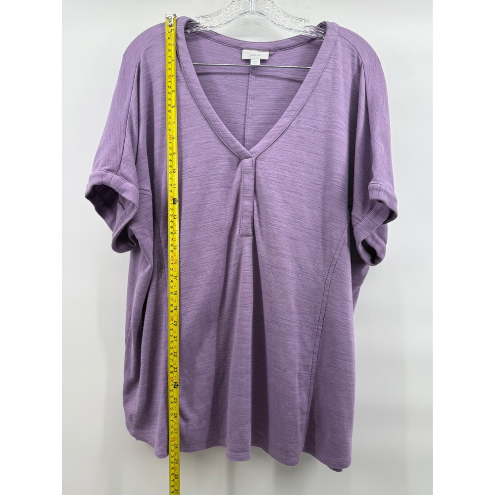 Pure Jill J. Jill Purple Slub Knit V-Neck Tunic Top Plus Size 2X Short Sleeve - Picture 6 of 11